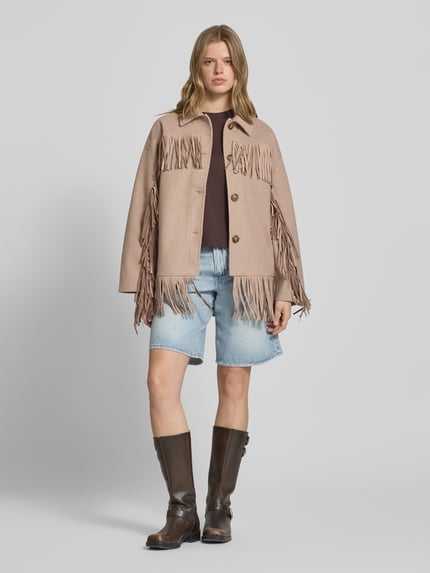Gina Tricot Relaxed Fit Jacke mit Umlegekragen Beige 1