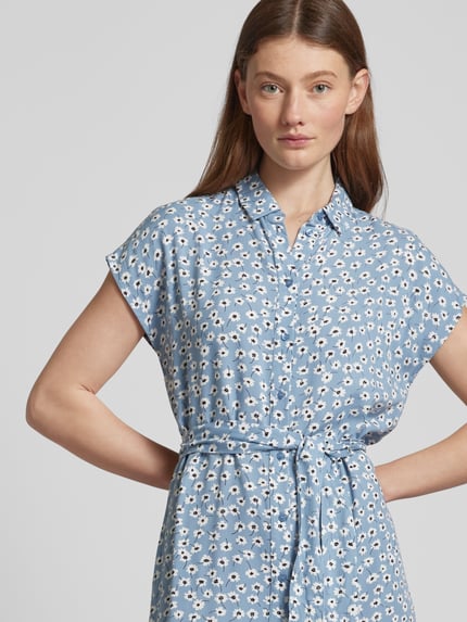 PIECES Midikleid mit Allover-Print Modell 'NYA' Bleu 3