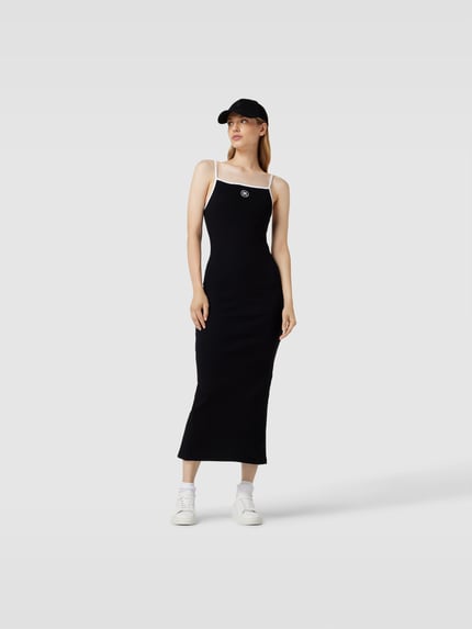 ROTATE Maxikleid mit Label-Stitching Black 4