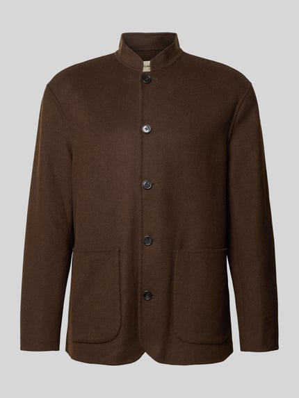 Officine Générale Hemdjacke mit Stehkragen Dunkelbraun 2