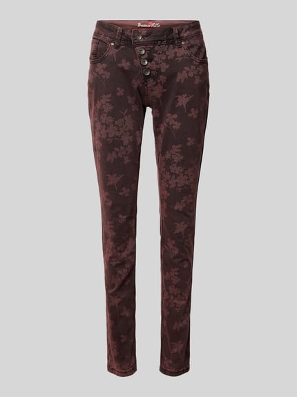 Buena Vista Skinny fit broek met verkort model, model 'Malibu' Bordeaux - 2