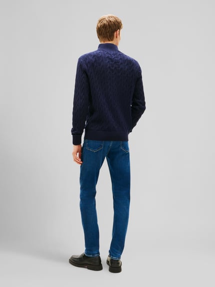 Tommy Hilfiger Regular Fit Troyer aus reiner Baumwolle mit Logo-Stitching Marine 5
