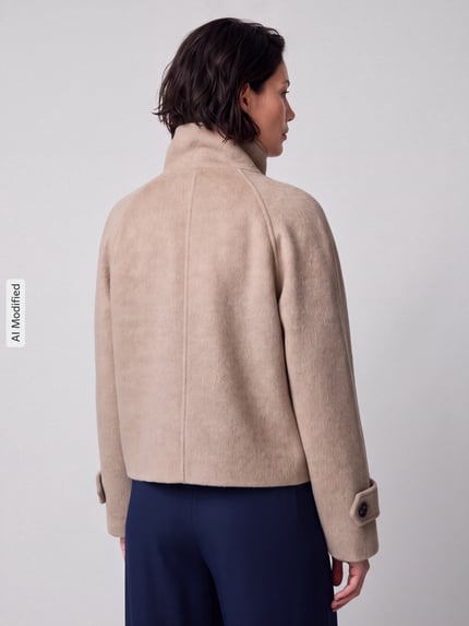 Jake*s Casual Regular Fit Kurzmantel mit Viskose-Woll-Anteil Taupe 5