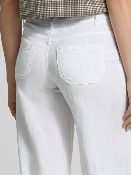 Gina Tricot Mid Waist Hose aus Leinen-Baumwoll-Mix Weiss 3