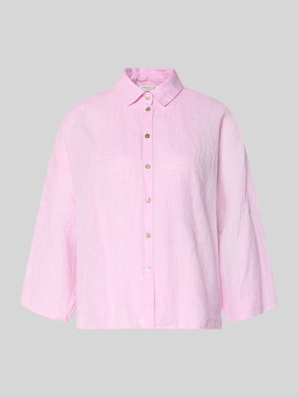 Produktfoto, Leinenbluse mit überschnittenen Schultern von Christian Berg Woman in Rosa, reine Leinenstruktur, Kentkragen, Knopfleiste, Loose Fit