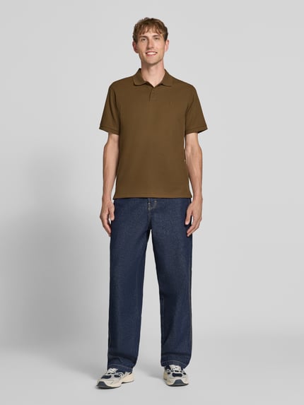 JACK & JONES koszulka polo o kroju slim fit z wyhaftowanym logo model 'AUSTIN' Średniobrązowy 1