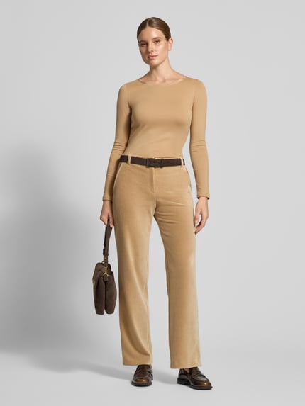 Marc Cain Slim Fit Langarmshirt aus Baumwoll-Mix Camel 1