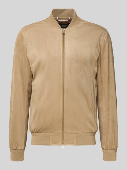 Produktfoto, Regular Fit Jacke in Leder-Optik Modell 'Rapid' von CINQUE, beige, elastischer Material-Mix, Zweiwege-Reißverschluss, Stehkragen