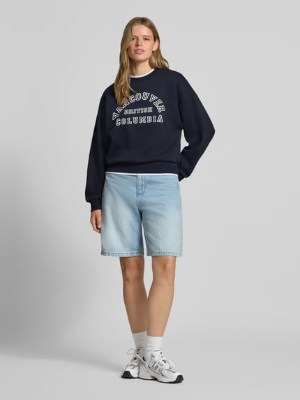 JJXX Sweatshirt van katoenmix model 'MERLE' Donkerblauw gemêleerd - 1