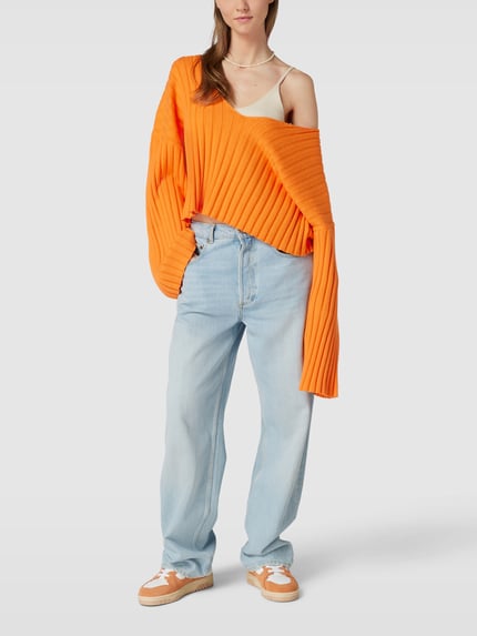 EDITED Strickpullover mit V-Ausschnitt Modell 'Thamara' Orange 1