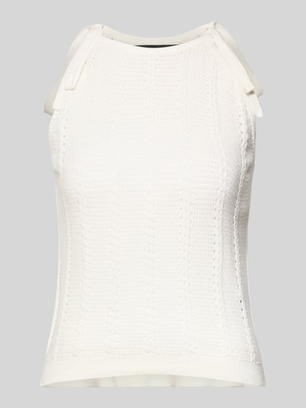 Productfoto, Relaxed Fit Trägertop aus katoenmix model 'LUX LIGHT' van Vero Moda, effen kleuren met ajourpatroon, gebreid, ronde hals, geribd aan de rompzoom