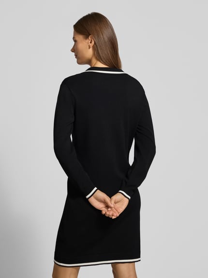 Liu Jo Sport Knielanges Strickkleid mit Kontraststreifen Black 5
