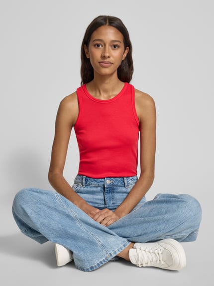 PIECES Regular Fit Tank Top in Rippoptik Modell 'RUKA' Rot 3