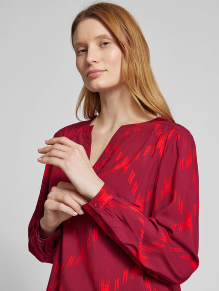 Street One Blouseshirt met V-hals Donkerrood - 3