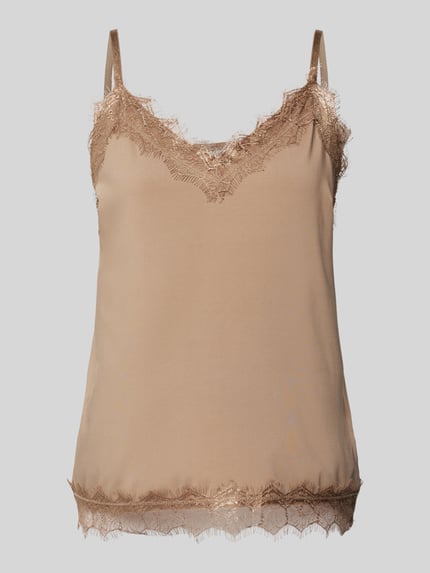 FREE/QUENT Top mit Spitzenbesatz Modell 'BICCO' Taupe 2