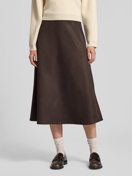 DRYKORN Midirok in leerlook, model 'Sally' Chocoladebruin - 4