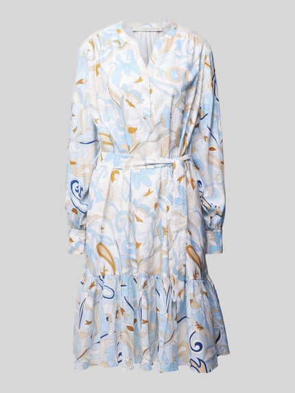 HERZENS Knielanges Kleid aus Leinen-Viskose-Mix Blau 2
