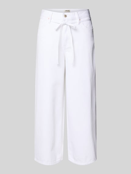 Produktfoto, Regular Fit Culotte aus reiner Baumwolle Modell 'GIANNA' von Only in effen kleuren, 5-pocketmodel, riemlussen, knoop- en ritssluiting, denim, puur katoen