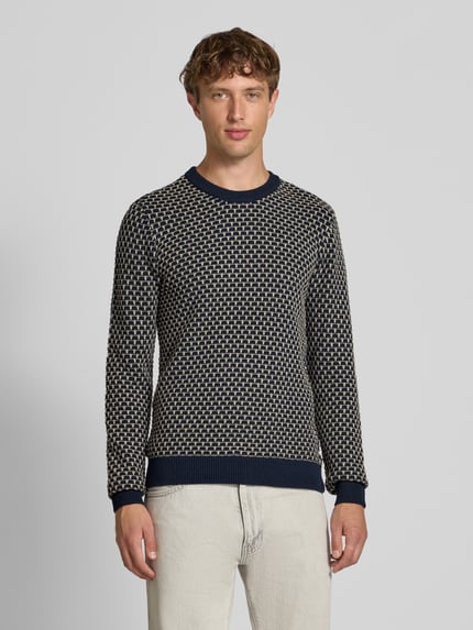 Blend Strickpullover mit Rundhalsausschnitt Modell 'DONG' Dunkelblau 4