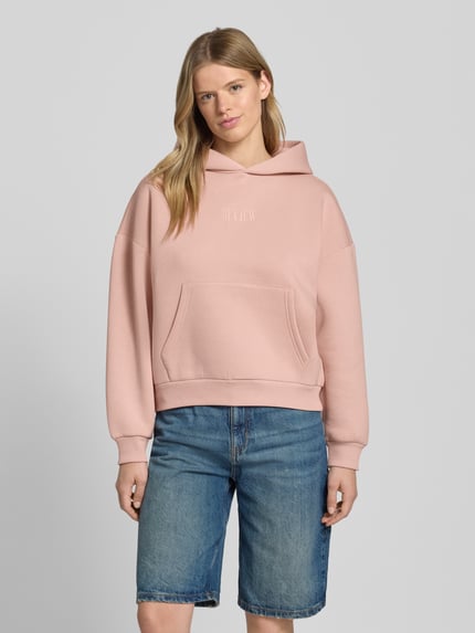 REVIEW Hoodie mit Label-Stitching und Känguru-Tasche Altrosa 4