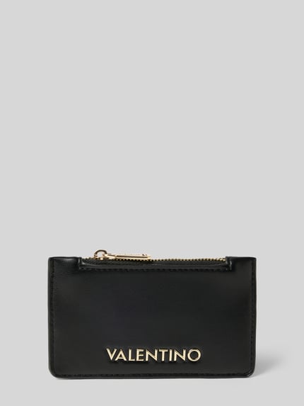 Productfoto, Portemonnee met logo-detail model 'Clio' van VALENTINO BAGS in zwarte leerlook met ritsvak en steekvakken aan de buitenzijde