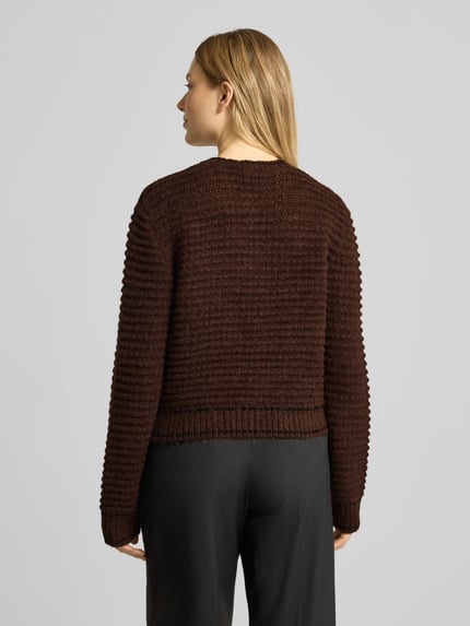 Gestuz Regular Fit Strickjacke mit Woll-Anteil Modell 'cleana' Dunkelbraun 5