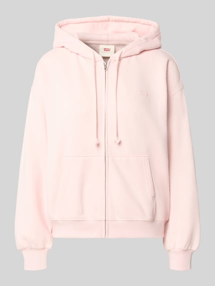 Produktfoto, Relaxed Fit Sweatjacke aus Baumwoll-Mix von Levi's® in zartem Rosa, sichtbare Kapuze und Kängurutaschen, glatte Oberfläche