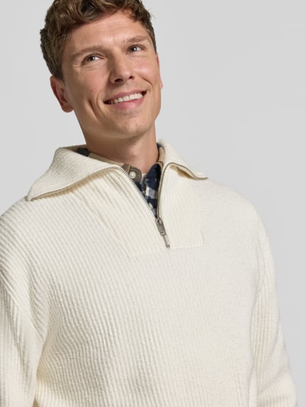 Lindbergh Oversized Strickpullover mit Baumwoll-Anteil Weiss 3