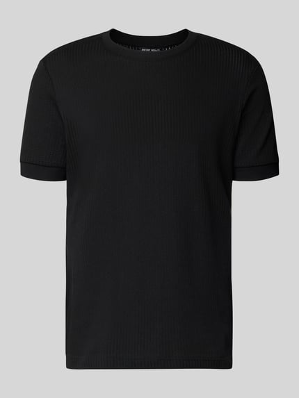 Produktfoto, schwarzes T-Shirt mit Rundhalsausschnitt von Antony Morato aus reiner Baumwolle, Regular Fit, dezentes Strukturmuster.