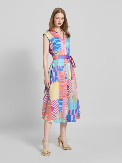 Milano Italy Hemdblusenkleid aus reiner Baumwolle Pink 1