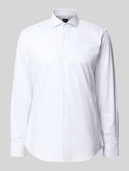 BOSS Regular Fit Businesshemd aus Wolle mit Kentkragen Weiss 2
