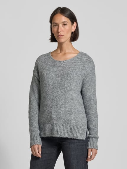 Milano Italy Loose Fit Strickpullover mit Woll-Alpaka-Anteil Hellgrau 4