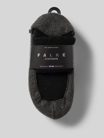 Produktfoto, Socken z elastycznym ściągaczem model 'COSYSHOES' od FALKE, szary melanż, z mieszanki wełny, jednolity wzór.