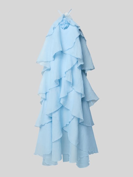 Produktfoto, Maxikleid mit 3D-Rüschendetails Modell 'DELILAH' von Vero Moda, Optik: Unifarben, Passform: Regular-Fit, Maxi-Länge, Applikation: 3D-Rüschendetails, Rüschen-Blüte, Verschluss: Nahtreißverschluss, Trägerform: Neckholder