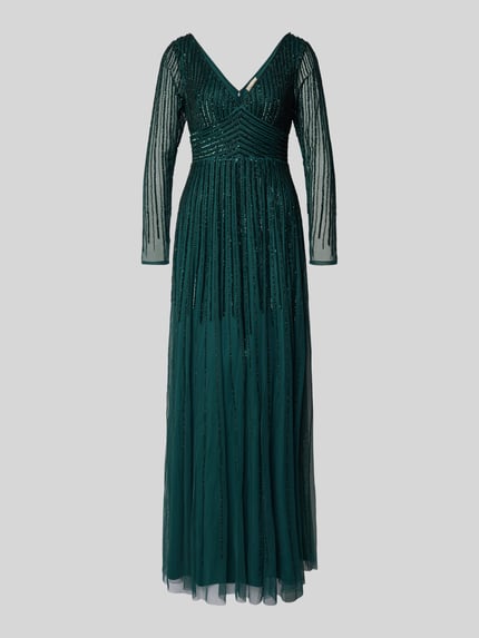 Lace & Beads Abendkleid mit V-Ausschnitt Dunkelgruen 2