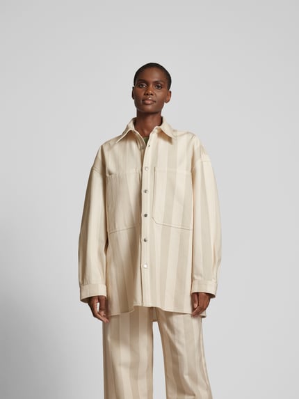 Nanushka oversized overhemdblouse met streepmotief Ecru - 4