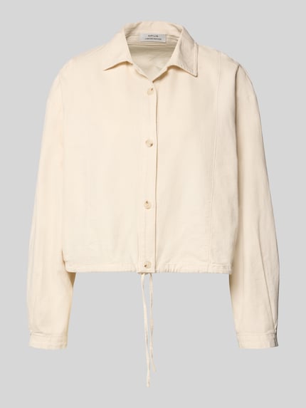 Produktfoto, Relaxed Fit Hemdjacke aus Baumwoll-Leinen-Mix Modell 'Formente' von OPUS in Creme mit Hemdblusenkragen und Knopfleiste.