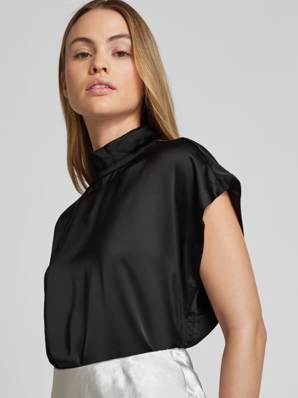 HUGO Bluzka o kroju slim fit z stójką model 'Caneli' Czarny 3