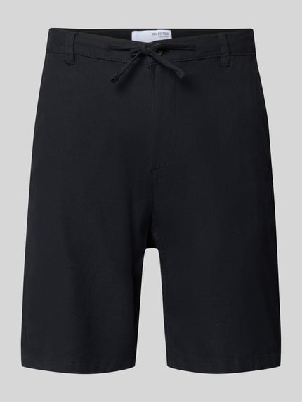 Selected Slim Fit Bermudas aus Baumwoll-Leinen-Mix Modell 'BRODY' Black 2