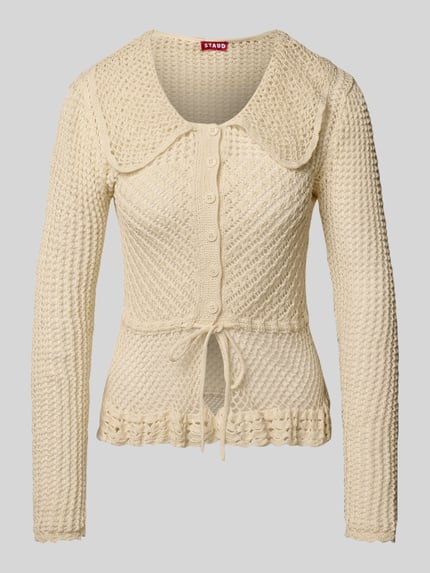 Staud Cardigan mit Lochmuster Modell 'VIENNA' Ecru 2