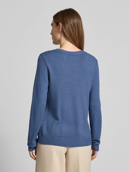 VILA Strickpullover mit gerippten Abschlüssen Rauchblau 5