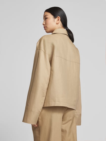 Jake*s Studio Woman Loose Fit Hemdjacke aus Baumwoll-Leinen-Mix Mud 5
