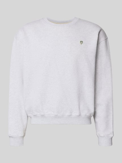 POMPEII BRAND Bluza z detalem z logo model ‘EMILIO’ Jasnoszary melanż 2