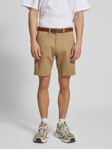 JACK & JONES Regular Fit Chino-Shorts mit Gürtel Modell 'MARCO FRANCO' Beige 4