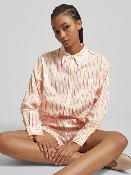 Lala Berlin Overhemdblouse van pure viscose Abrikoos gemêleerd - 3