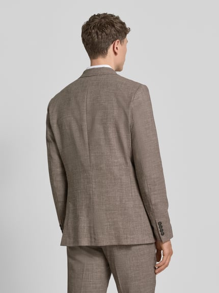 Männermodel trägt Slim Fit Anzugsakko mit woll-anteil model 'SLIM-OASIS' van SELECTED HOMME met melangelook in twill, Ganzkörperansicht Rückansicht