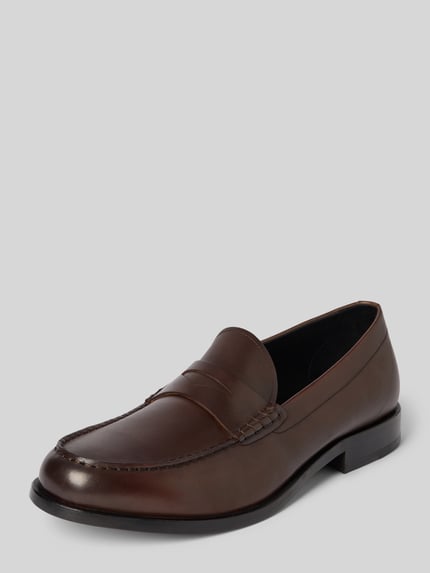 BOSS Loafers van glad leer met penny loafers Donkerbruin - 1
