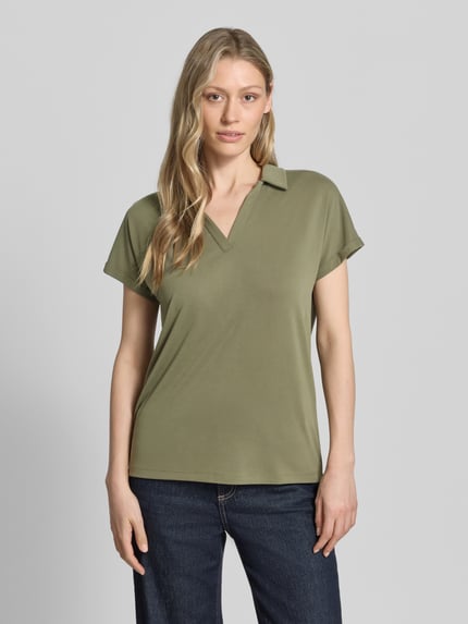 Christian Berg Woman regular fit poloshirt van modalmix Olijfgroen - 4