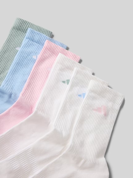 Produktfoto, Socken met logo in 6-pack van adidas Sportswear, dames, katoenmix met stretch, aansluitende pasvorm, pastelkleuren, ribtextuur