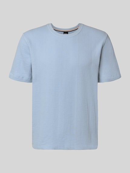 BOSS t-shirt o kroju regular fit z fakturą wafla model 'STRUCTURE' Jasnoniebieski 2